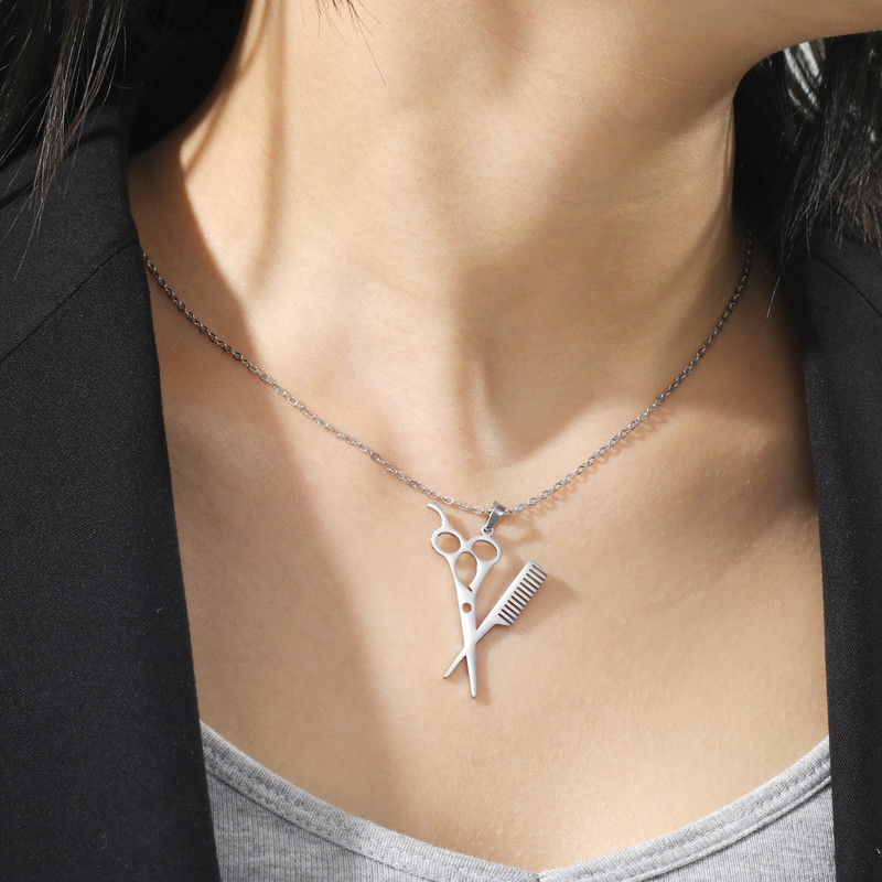 Amaxeri peened käärid kaelakeed roostevabast terasest juuksuri tööriistad kaelakee kaelakee kullavärvi naiste igapäevaseks kandmiseks peoehted