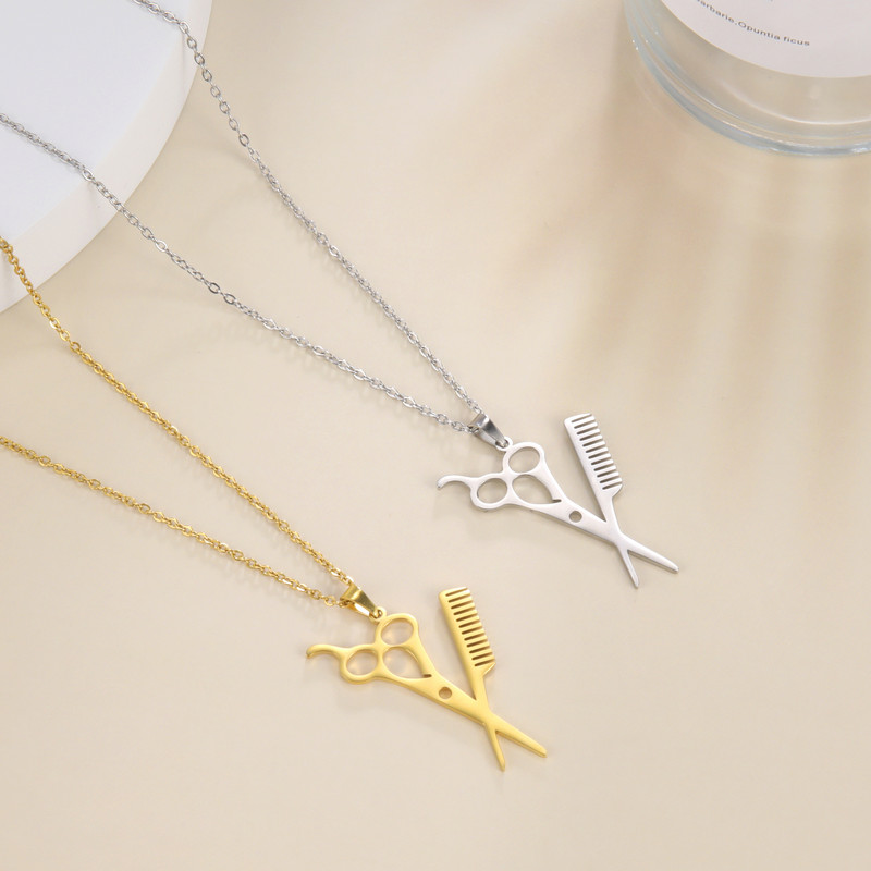 Amaxeri peened käärid kaelakeed roostevabast terasest juuksuri tööriistad kaelakee kaelakee kullavärvi naiste igapäevaseks kandmiseks peoehted