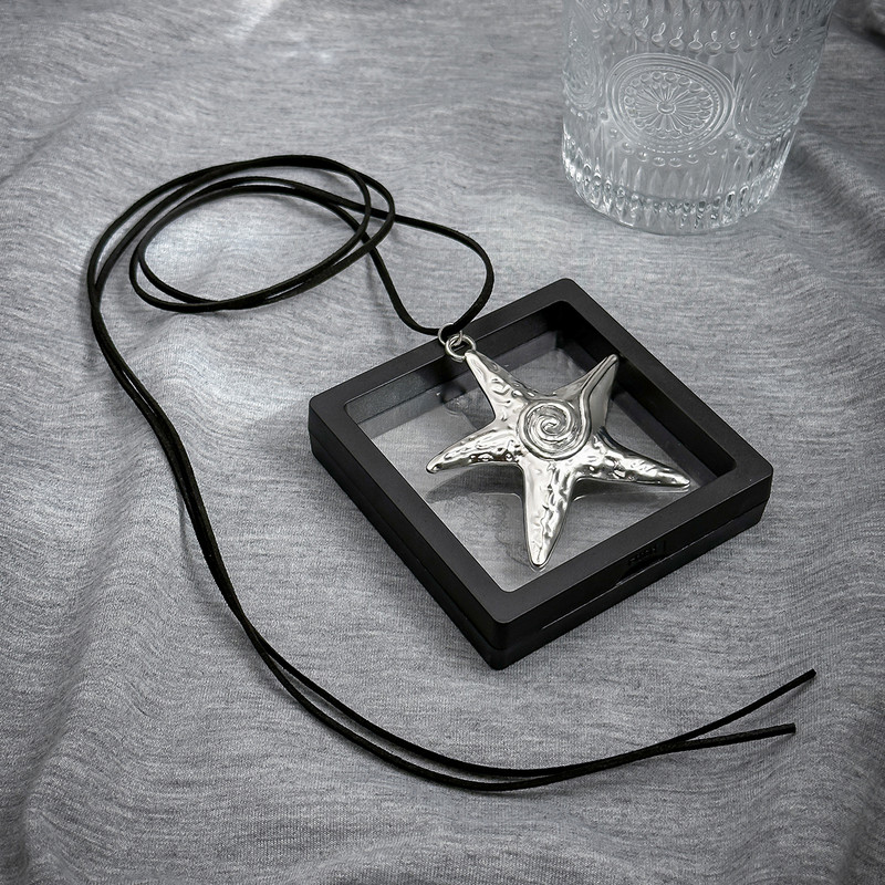 Panku gara flaneleta virve ar lielām zvaigznēm kuloniem kaklarota sievietēm pārspīlēti lielas jūras zvaigznes kaklarotas 2023. gada modes rotaslietas