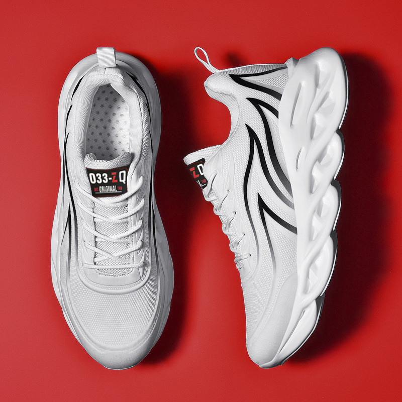 Stiilsed jooksujalatsid Meeste leektrükiga tossud, kootud spordilabad, polsterdatud sörkimine