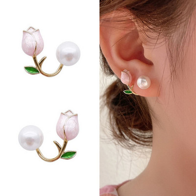 Franču gaiši grezni kristāla tulpju ziedu auskari sievietēm korejiešu cirkons, izsmalcināts auskaru ballīte Ziemassvētku rotaslietas dāvana