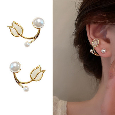 Franču gaiši grezni kristāla tulpju ziedu auskari sievietēm korejiešu cirkons, izsmalcināts auskaru ballīte Ziemassvētku rotaslietas dāvana