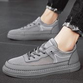 Ανδρικά δικτυωτά αθλητικά παπούτσια που αναπνέουν άνετα, με χοντρό κάτω μέρος, casual flats, ελαφριά μονόχρωμα αθλητικά παπούτσια Sapato Masculino