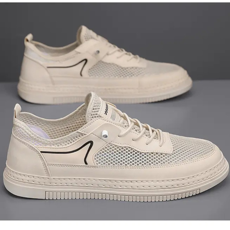 Ανδρικά δικτυωτά αθλητικά παπούτσια που αναπνέουν άνετα, με χοντρό κάτω μέρος, casual flats, ελαφριά μονόχρωμα αθλητικά παπούτσια Sapato Masculino