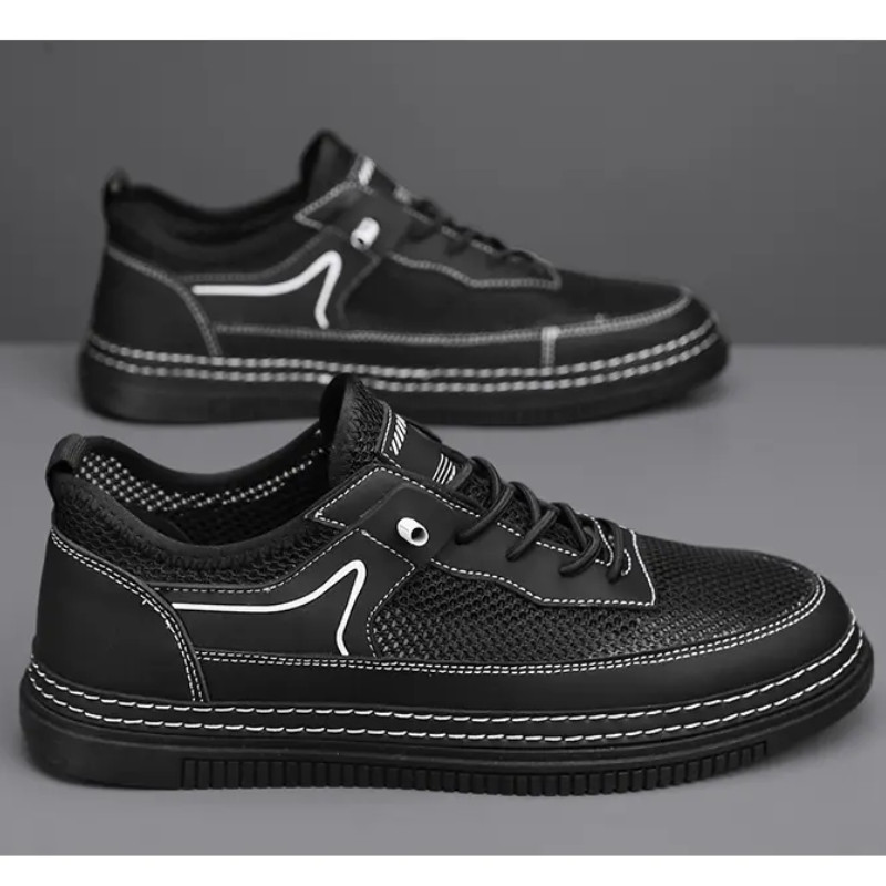 Ανδρικά δικτυωτά αθλητικά παπούτσια που αναπνέουν άνετα, με χοντρό κάτω μέρος, casual flats, ελαφριά μονόχρωμα αθλητικά παπούτσια Sapato Masculino