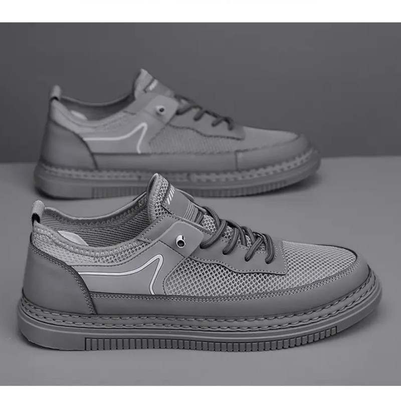 Ανδρικά δικτυωτά αθλητικά παπούτσια που αναπνέουν άνετα, με χοντρό κάτω μέρος, casual flats, ελαφριά μονόχρωμα αθλητικά παπούτσια Sapato Masculino