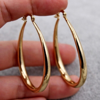 Γυαλιστερό χρυσό σκουλαρίκια για γυναίκες Μόδα Σκουλαρίκια με λείο κρίκο Δώρο κοσμήματος γάμου
