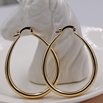 Блестящи златни обеци за жени Модни гладки обеци с халки Сватбен годеж Бижута Подарък