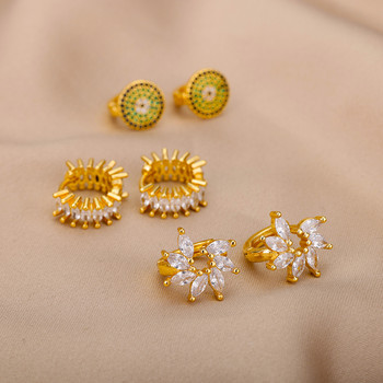 Μόδα σκουλαρίκι με κύκλο ζιργκόν για γυναίκες από ανοξείδωτο ατσάλι Χρυσό χρώμα Στρογγυλό κρεμαστό σκουλαρίκι κοσμήματα Δώρο Brincos Bijoux
