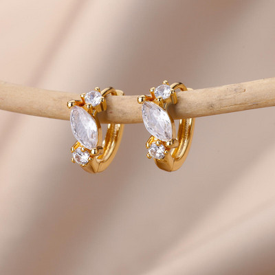 Moodne tsirkoonist ümmargune rippkõrvarõngas naistele roostevabast terasest kullavärvi ümmargune rippuv rippuv kõrvarõngas ehe kingitus Brincos Bijoux