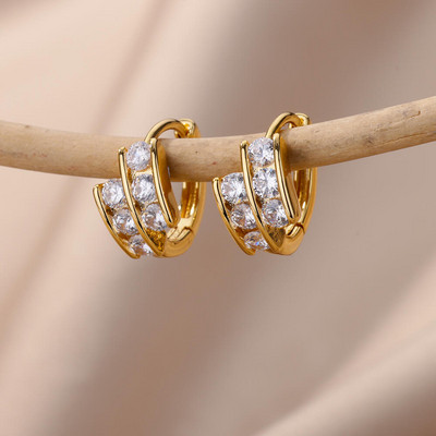 Moodne tsirkoonist ümmargune rippkõrvarõngas naistele roostevabast terasest kullavärvi ümmargune rippuv rippuv kõrvarõngas ehe kingitus Brincos Bijoux