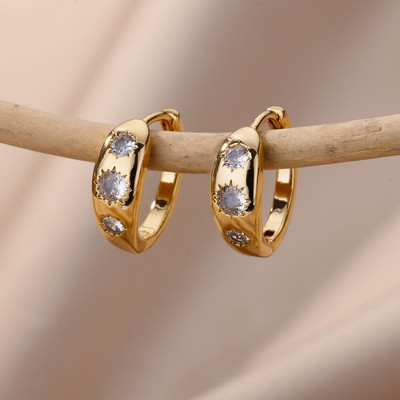 Moodne tsirkoonist ümmargune rippkõrvarõngas naistele roostevabast terasest kullavärvi ümmargune rippuv rippuv kõrvarõngas ehe kingitus Brincos Bijoux