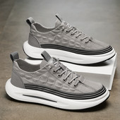 Tursked tossud Meeste Pehme tallaga jooksujalatsid Mood vabaaja nahkkangas hingav kõrgus Suurendatud lameda platvormiga lauajalatsid