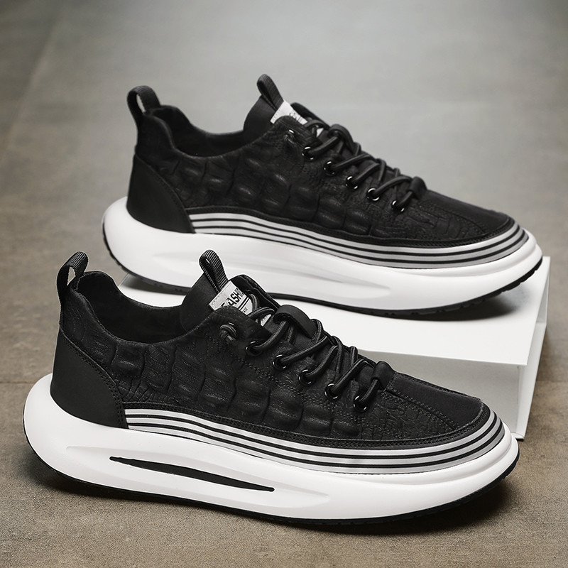 Tursked tossud Meeste Pehme tallaga jooksujalatsid Mood vabaaja nahkkangas hingav kõrgus Suurendatud lameda platvormiga lauajalatsid