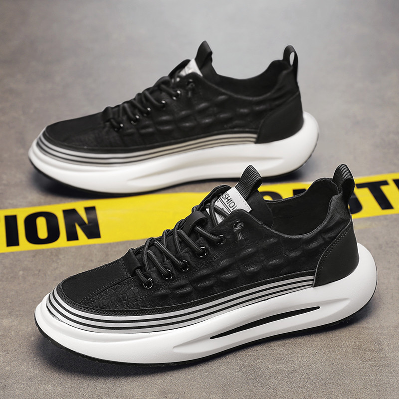 Tursked tossud Meeste Pehme tallaga jooksujalatsid Mood vabaaja nahkkangas hingav kõrgus Suurendatud lameda platvormiga lauajalatsid