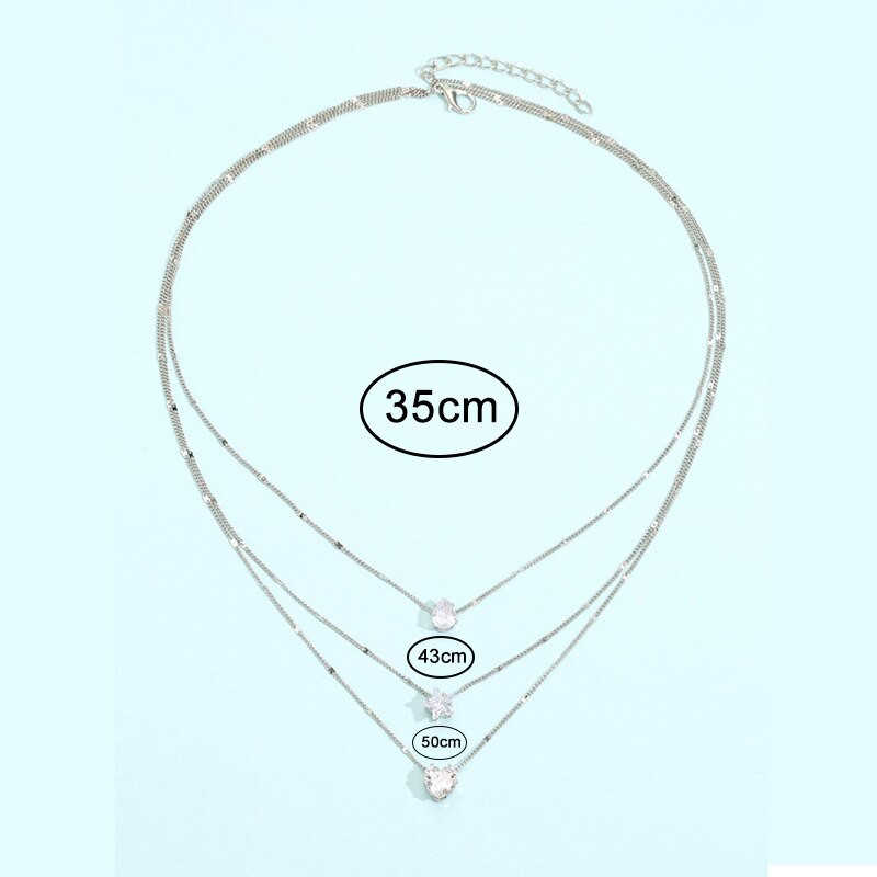 3 gab. Zelta krāsas vienkāršas daudzslāņu kulonu kaklarotas meitenēm Sieviešu zvaigznes sirds formas kulonu kaklarotas rotaslietas dzimšanas dienā Gi