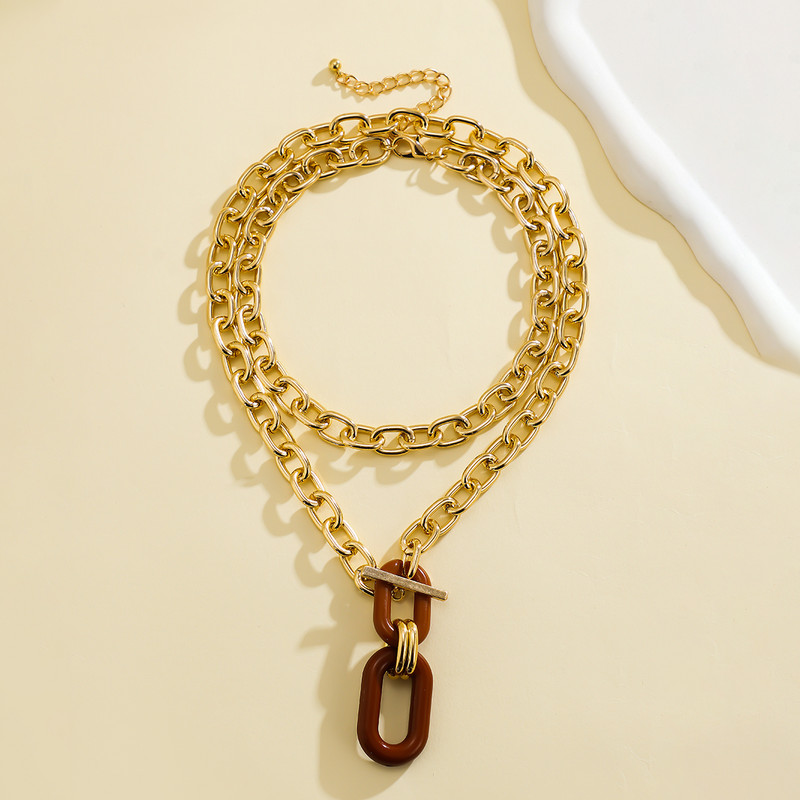 Kihiline paks kett elliptiliste ripatsiga kaelakeedega naistele Trendikad elegantsed paksu kaelaga ketid Aksessuaarid 2024. aasta moeehted
