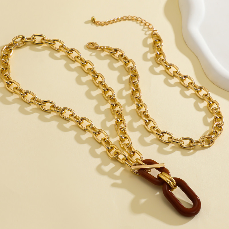 Kihiline paks kett elliptiliste ripatsiga kaelakeedega naistele Trendikad elegantsed paksu kaelaga ketid Aksessuaarid 2024. aasta moeehted