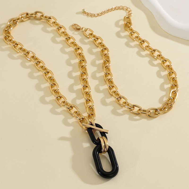 Kihiline paks kett elliptiliste ripatsiga kaelakeedega naistele Trendikad elegantsed paksu kaelaga ketid Aksessuaarid 2024. aasta moeehted