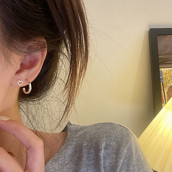 Νέα κορεατική μόδα Metal Love Heart Circle Drop Small Earrings for Women Trend κρεμαστά σκουλαρίκια piercing Σετ Κοσμήματα