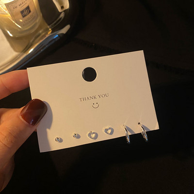 Uued Korea moodsad metallist armastuse südameringiga väikesed kõrvarõngad naistele trendi ripatsiga augustamiskõrvarõngaste komplekt, ehted