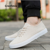 Cresfimix chaussures pour hommes vīriešu modes ērtas smilškrāsas šņorkurpes vīriešu pretslīdes baltās kurpes vīriešu brīvā laika apavi a5125