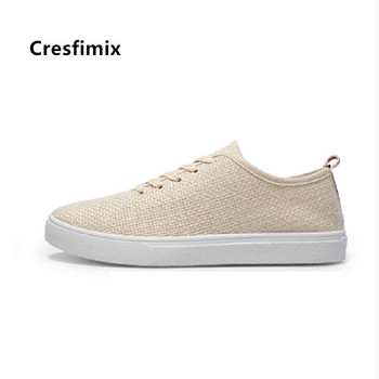 Cresfimix chaussures pour hommes мъжки модни удобни бежови обувки с връзки мъжки противоплъзгащи бели обувки мъжки обувки за свободното време a5125