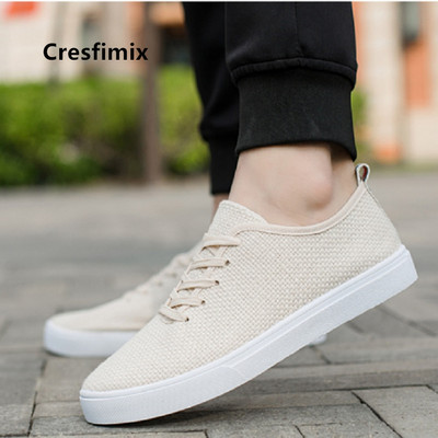 Cresfimix chaussures pour hommes muške modne udobne bež cipele na vezanje muške protuklizne bijele cipele muške cipele za slobodno vrijeme a5125