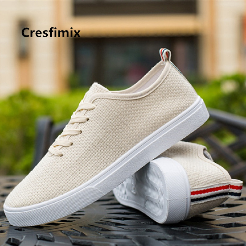 Cresfimix chaussures pour hommes vīriešu modes ērtas smilškrāsas šņorkurpes vīriešu pretslīdes baltās kurpes vīriešu brīvā laika apavi a5125