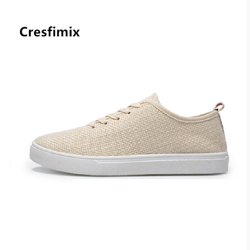 Cresfimix chaussures pour hommes vīriešu modes ērtas smilškrāsas šņorkurpes vīriešu pretslīdes baltās kurpes vīriešu brīvā laika apavi a5125