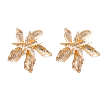 2020 Винтидж метални цветя Големи обеци за жени Златен цвят Сребърен цвят Геометрично изявление Модни бижута Brincos Обеци