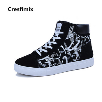 Cresfimix zapatos hombre мъжка мода нови стилни черни високи обувки мъжки готини пролетни и есенни удобни обувки с връзки a2098