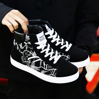 Cresfimix zapatos hombre ανδρική μόδα νέο κομψό μαύρο μοτίβο ψηλά ανδρικά παπούτσια δροσερά ανοιξιάτικα και φθινοπωρινά άνετα παπούτσια με κορδόνια a2098