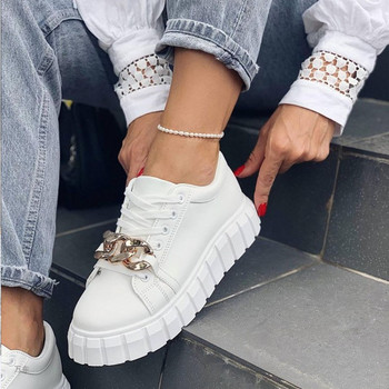 Γυναικεία επώνυμα παπούτσια Επίπεδα Γυναικεία Ανοιξιάτικα Φθινοπωρινά Μεταλλικά Λευκά Γυναικεία Casual Χονδρά Αθλητικά Παπούτσια Πλατφόρμες Fashion Sneaker