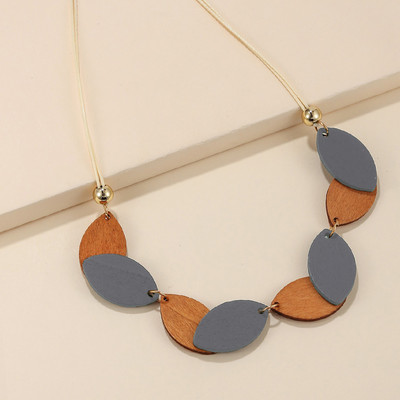 Vintage etnilise ovaalse puidust ripatsiga kaelakee naistele igapäevaseks kandmiseks moeehted