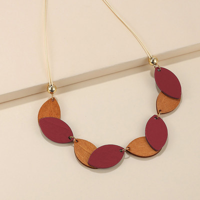 Vintage etnilise ovaalse puidust ripatsiga kaelakee naistele igapäevaseks kandmiseks moeehted