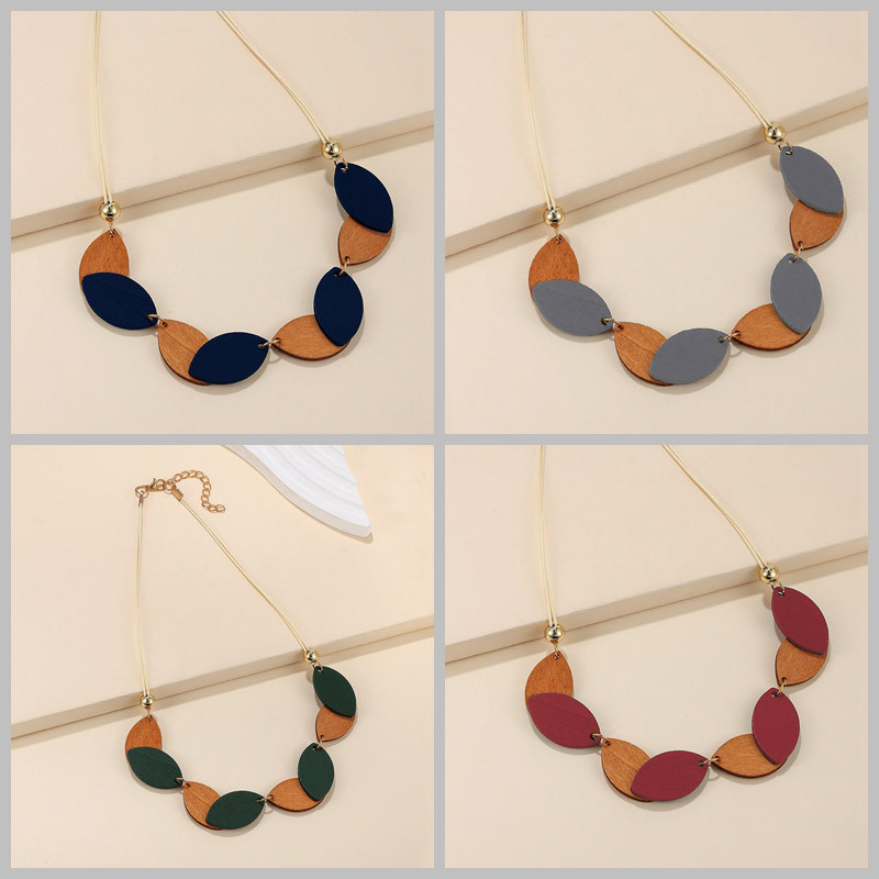 Vintage etnilise ovaalse puidust ripatsiga kaelakee naistele igapäevaseks kandmiseks moeehted