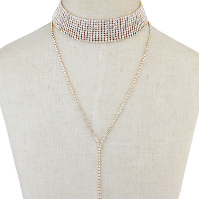 2024. G. JAUNS Pārdodu Rhinestone Choker Crystal Gem Luksusa kaklasiksnas kaklarota Chunky Y Kaklarota Sieviešu rotaslietas aksesuāri Dāvanas