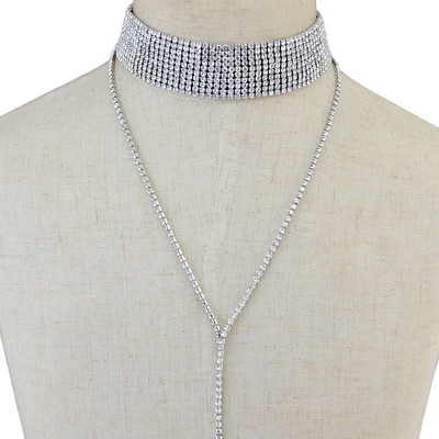 2024. G. JAUNS Pārdodu Rhinestone Choker Crystal Gem Luksusa kaklasiksnas kaklarota Chunky Y Kaklarota Sieviešu rotaslietas aksesuāri Dāvanas