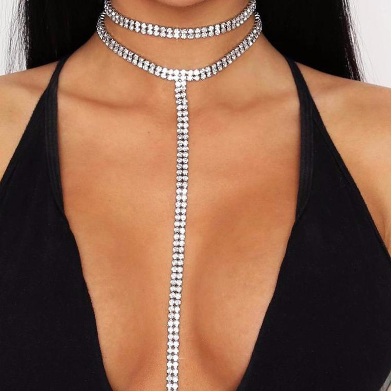 2024. G. JAUNS Pārdodu Rhinestone Choker Crystal Gem Luksusa kaklasiksnas kaklarota Chunky Y Kaklarota Sieviešu rotaslietas aksesuāri Dāvanas
