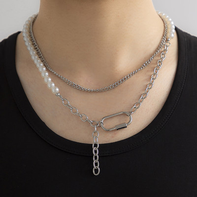 Barokk szimulált gyöngyből készült hosszú bojtos medál nyaklánc nőknek gyöngyös linkláncos nyaklánc 2022 trendi Lariat esküvői ékszerek