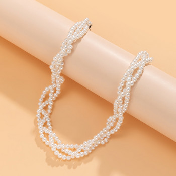 Boho Sweet Imitation Pearl Fried Dough Twists Κολιέ με χάντρες Γυναικείο 2023 Απλό ρομαντικό δώρο κοσμήματος μόδας γάμου