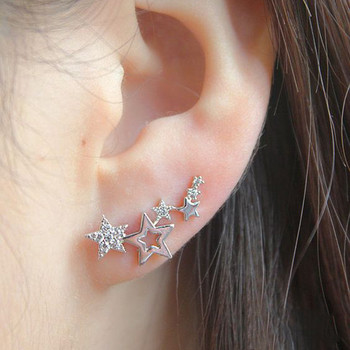 Νέα απομίμηση μαργαριτάρι καρφωτά σκουλαρίκια για γυναίκες Γεωμετρικά κρυστάλλινα αστέρια ζιργκόν Σκουλαρίκια Κοριτσίστικα κοσμήματα για πάρτι γενεθλίων