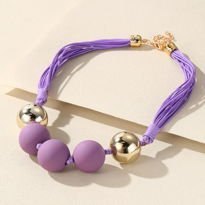 Jauna korejiešu daudzslāņu virvju fāzēm ķēdes kaklarota sievietēm Krāsainas apaļas lielas krelles kuloni kaklarotas meitenēm kaklarotas rotaslietas