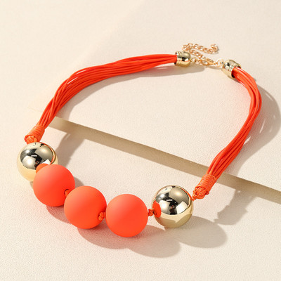 Jauna korejiešu daudzslāņu virvju fāzēm ķēdes kaklarota sievietēm Krāsainas apaļas lielas krelles kuloni kaklarotas meitenēm kaklarotas rotaslietas