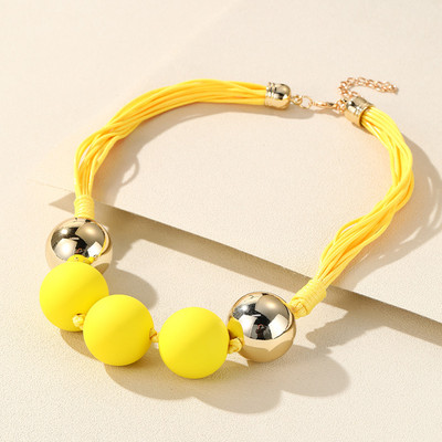 Jauna korejiešu daudzslāņu virvju fāzēm ķēdes kaklarota sievietēm Krāsainas apaļas lielas krelles kuloni kaklarotas meitenēm kaklarotas rotaslietas