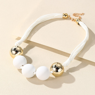 Jauna korejiešu daudzslāņu virvju fāzēm ķēdes kaklarota sievietēm Krāsainas apaļas lielas krelles kuloni kaklarotas meitenēm kaklarotas rotaslietas