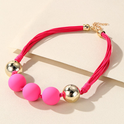 Jauna korejiešu daudzslāņu virvju fāzēm ķēdes kaklarota sievietēm Krāsainas apaļas lielas krelles kuloni kaklarotas meitenēm kaklarotas rotaslietas