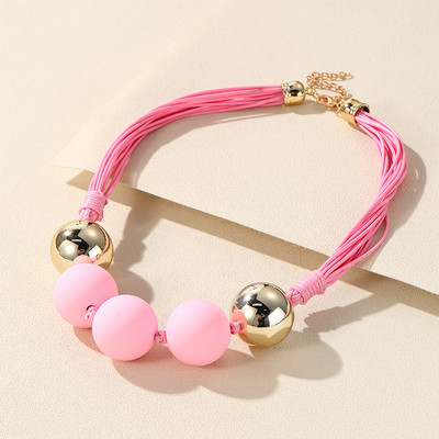 Jauna korejiešu daudzslāņu virvju fāzēm ķēdes kaklarota sievietēm Krāsainas apaļas lielas krelles kuloni kaklarotas meitenēm kaklarotas rotaslietas