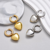 Uued roostevabast terasest rõngast südameripatsiga kõrvarõngad naistele Statement Solid Circel kullast hõbedast musta värvi kõrvarõngad ehted kingitus